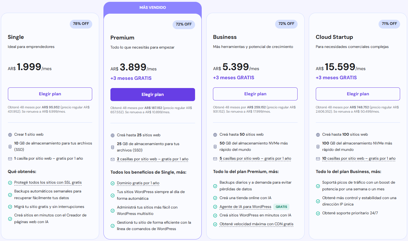 Precios Hostinger